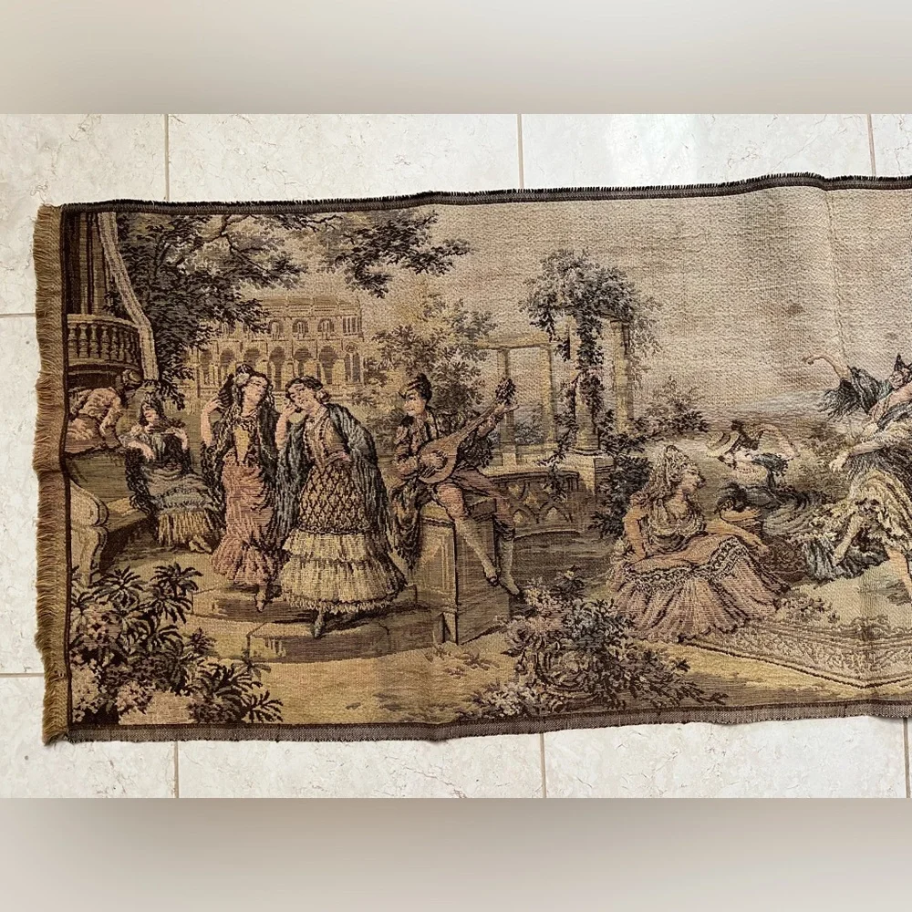 Vintage French musicians hand woven rectangle tapestry